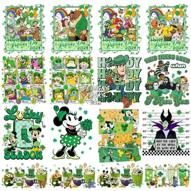 20 St. Patrick’s Day 2024 Cartoons Designs Bundle PNG