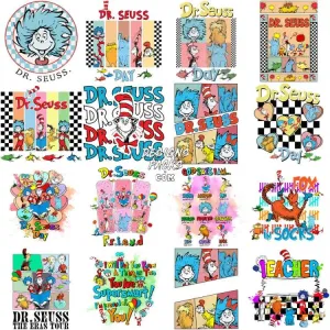 63 Cartoon Seuss Kids Designs Bundle PNG