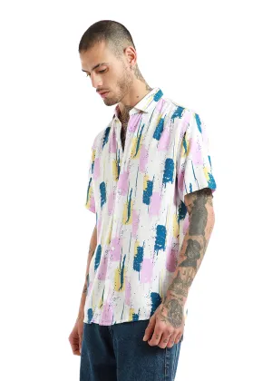 Abstract Pink Print Half Sleeve Shirt