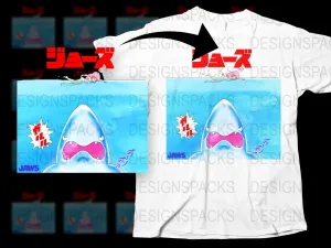 Anime-Inspired Shark Attack Design Png Digital Download