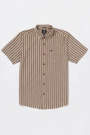 Arvostripe Woven Short Sleeve Shirt Light Khaki