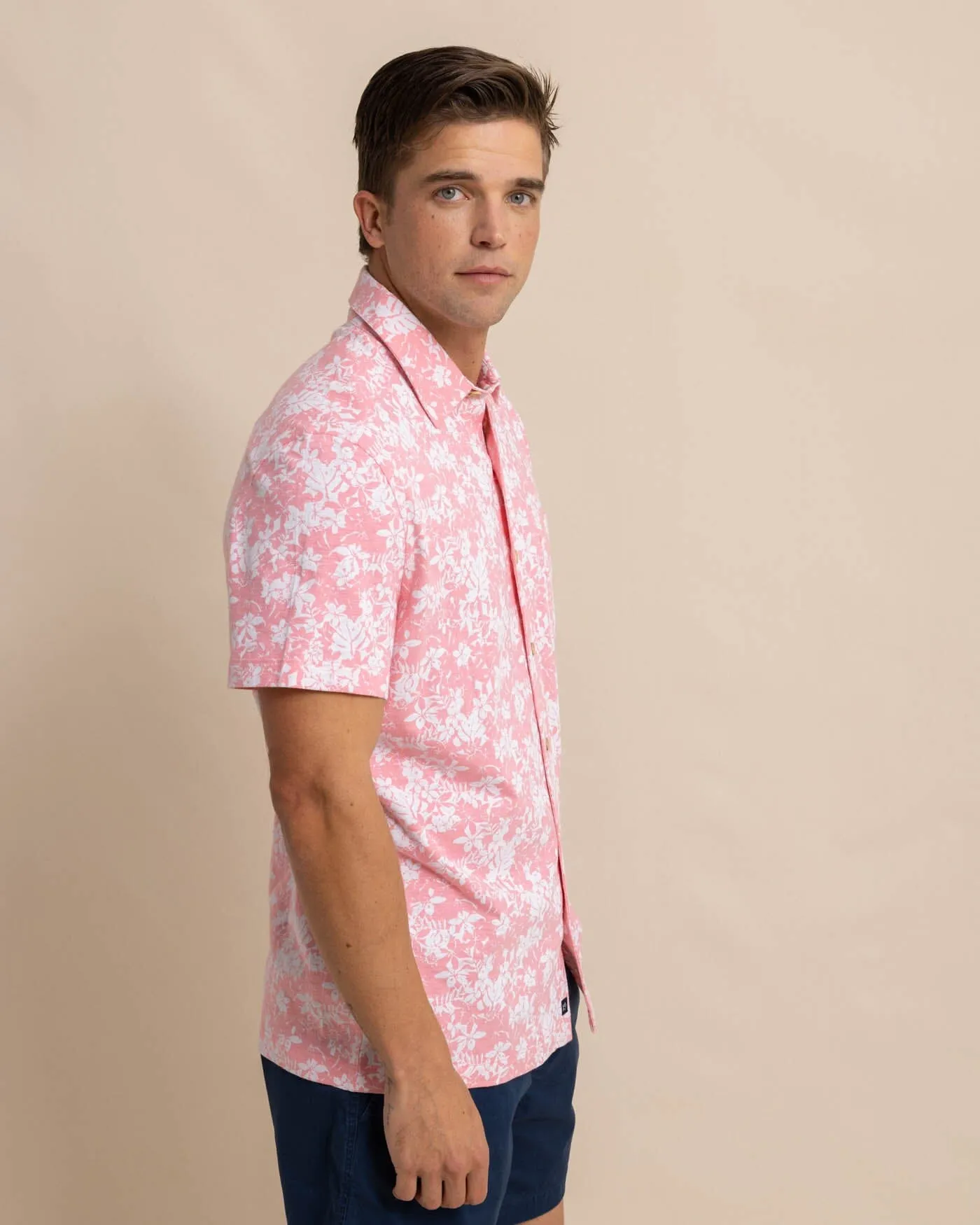 Beachcast Island Blooms Knit Short Sleeve Sport Shirt