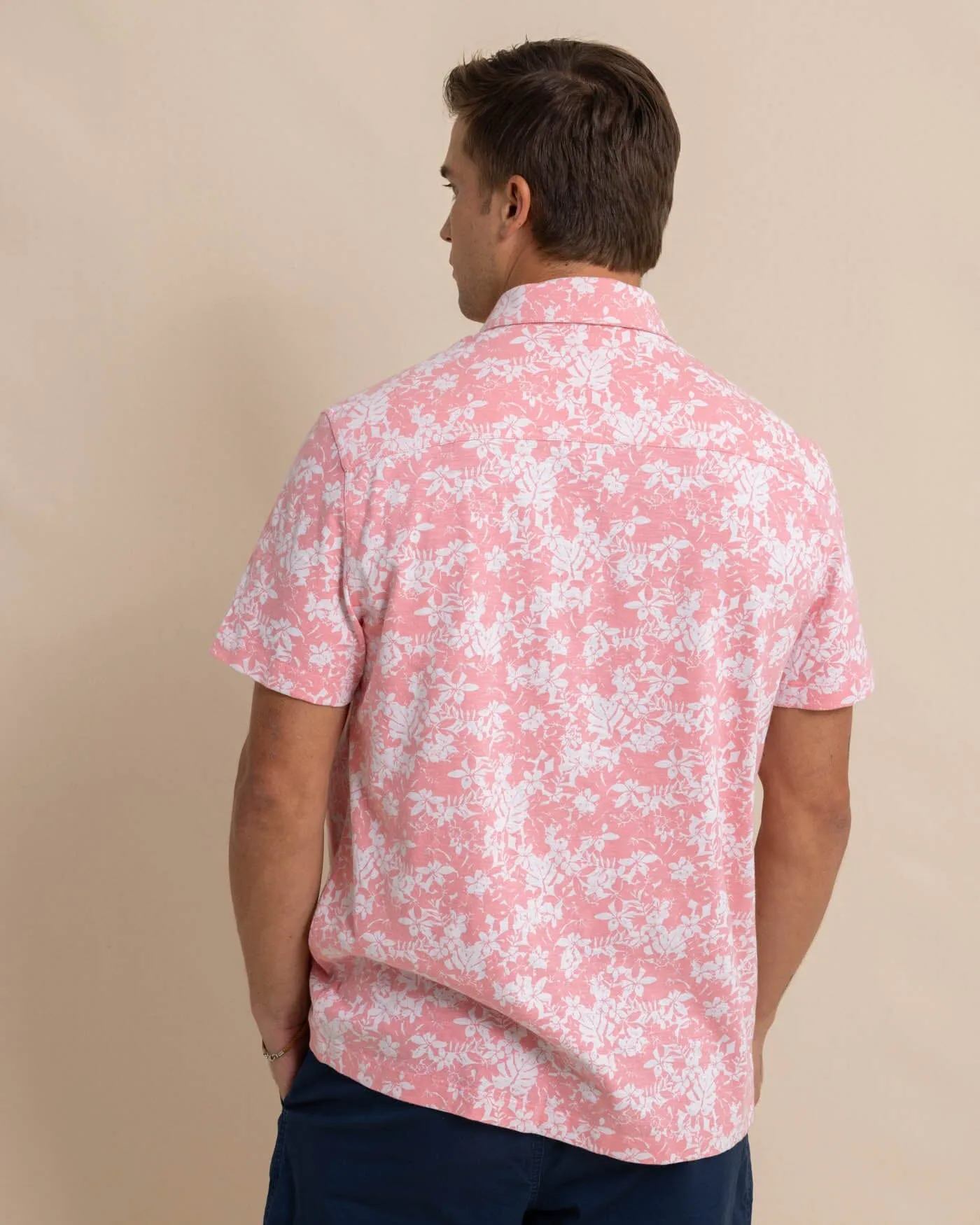 Beachcast Island Blooms Knit Short Sleeve Sport Shirt