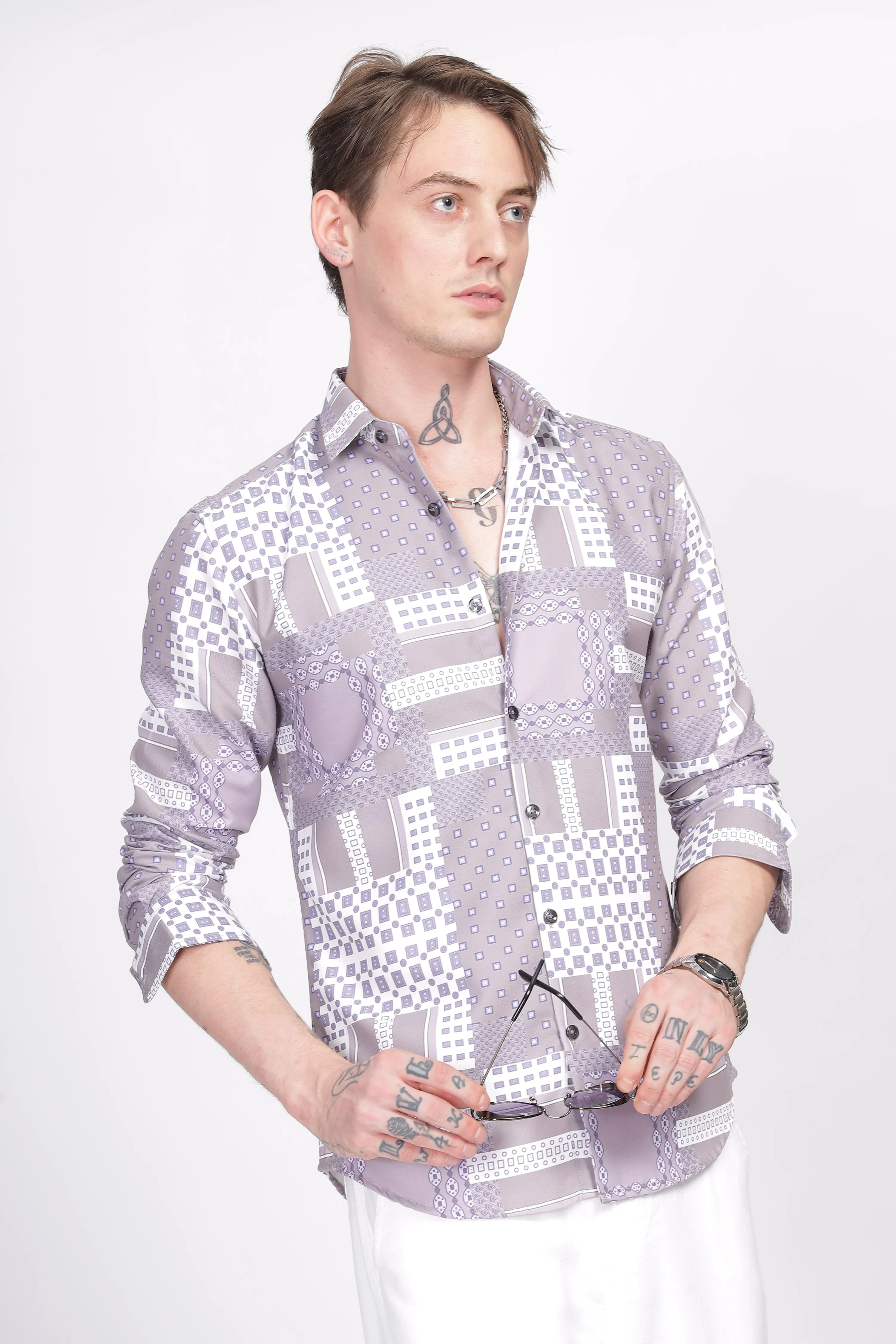 Bloom Printed  Lilac Shirt