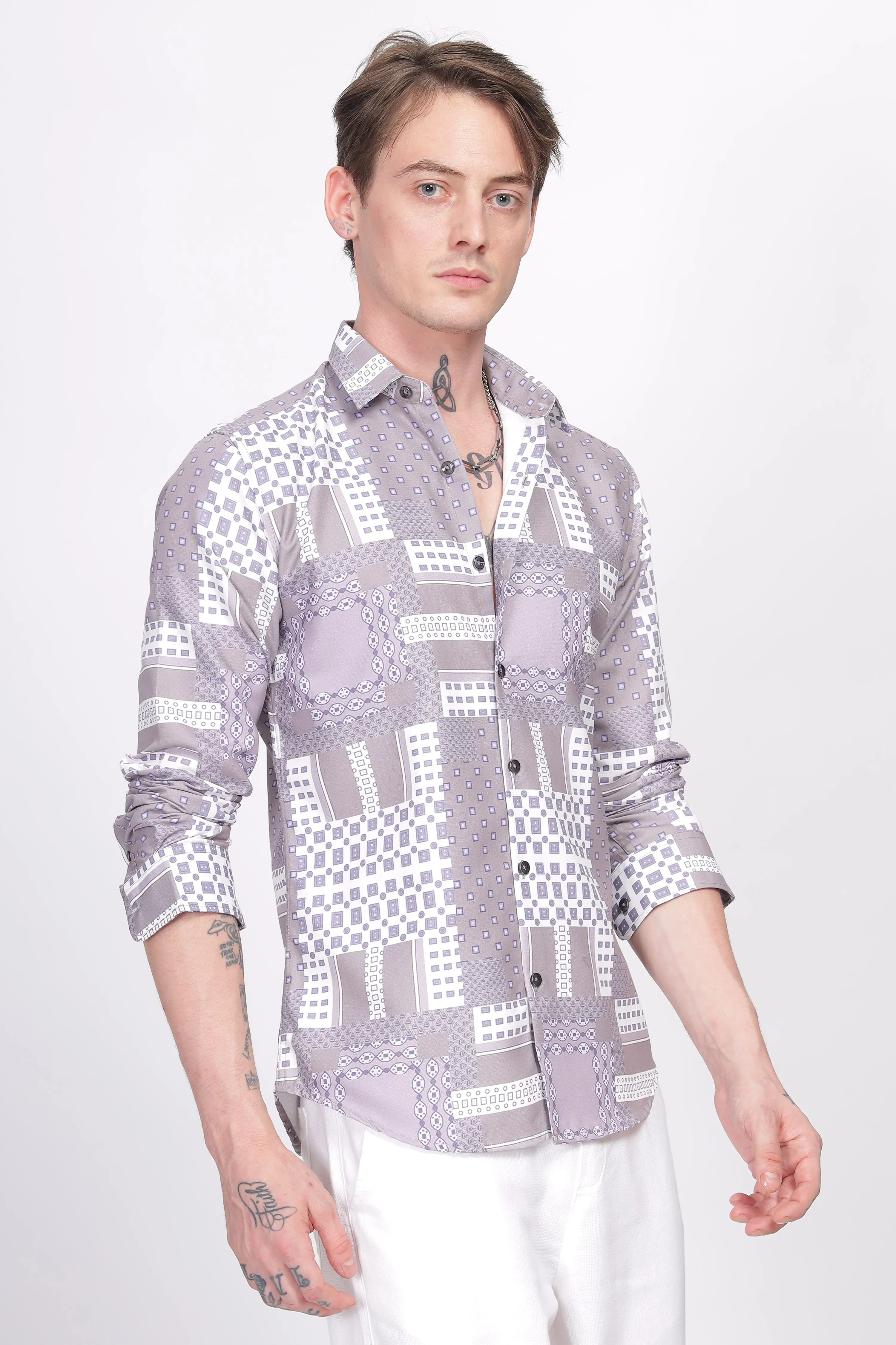 Bloom Printed  Lilac Shirt