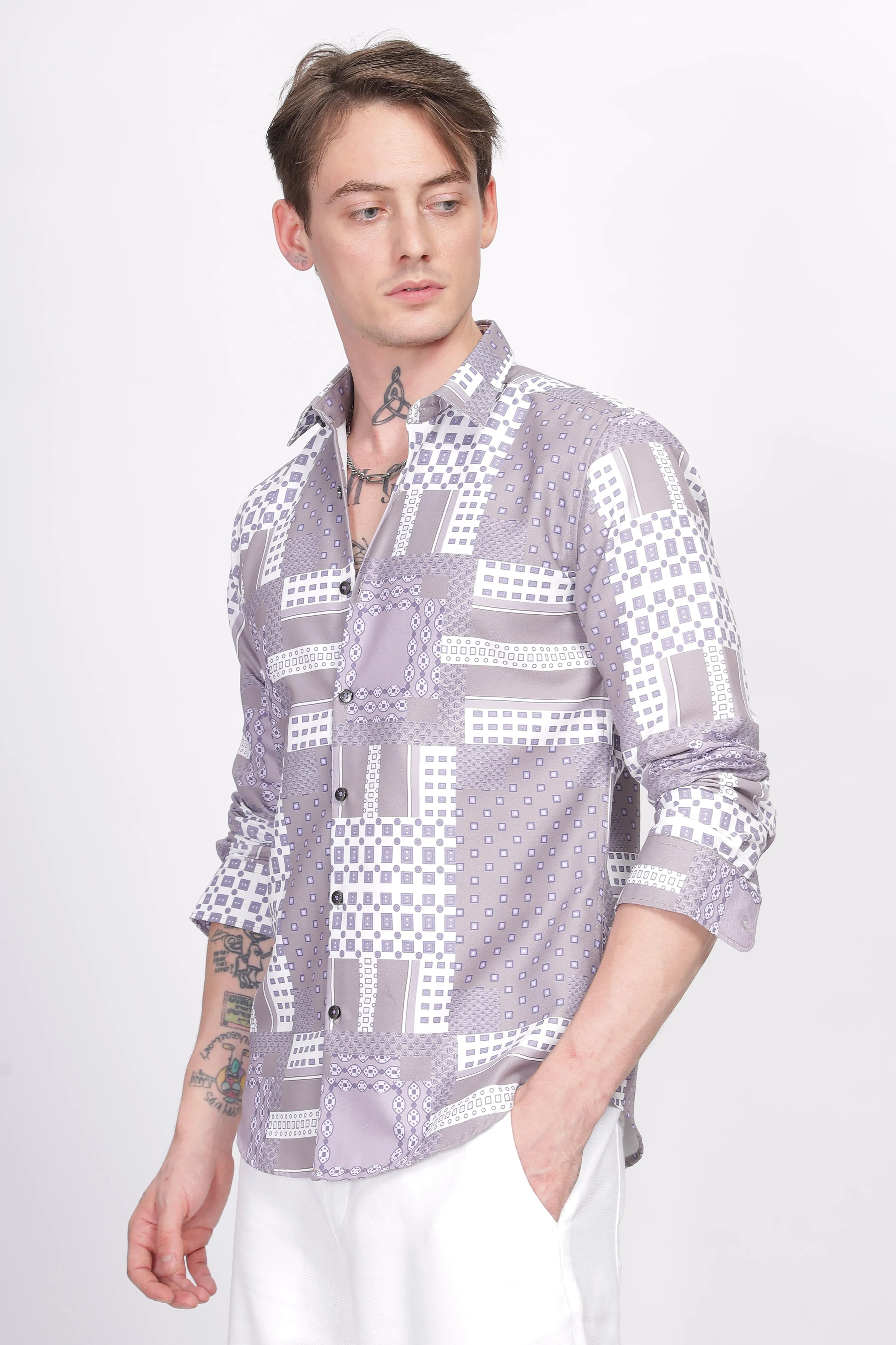 Bloom Printed  Lilac Shirt