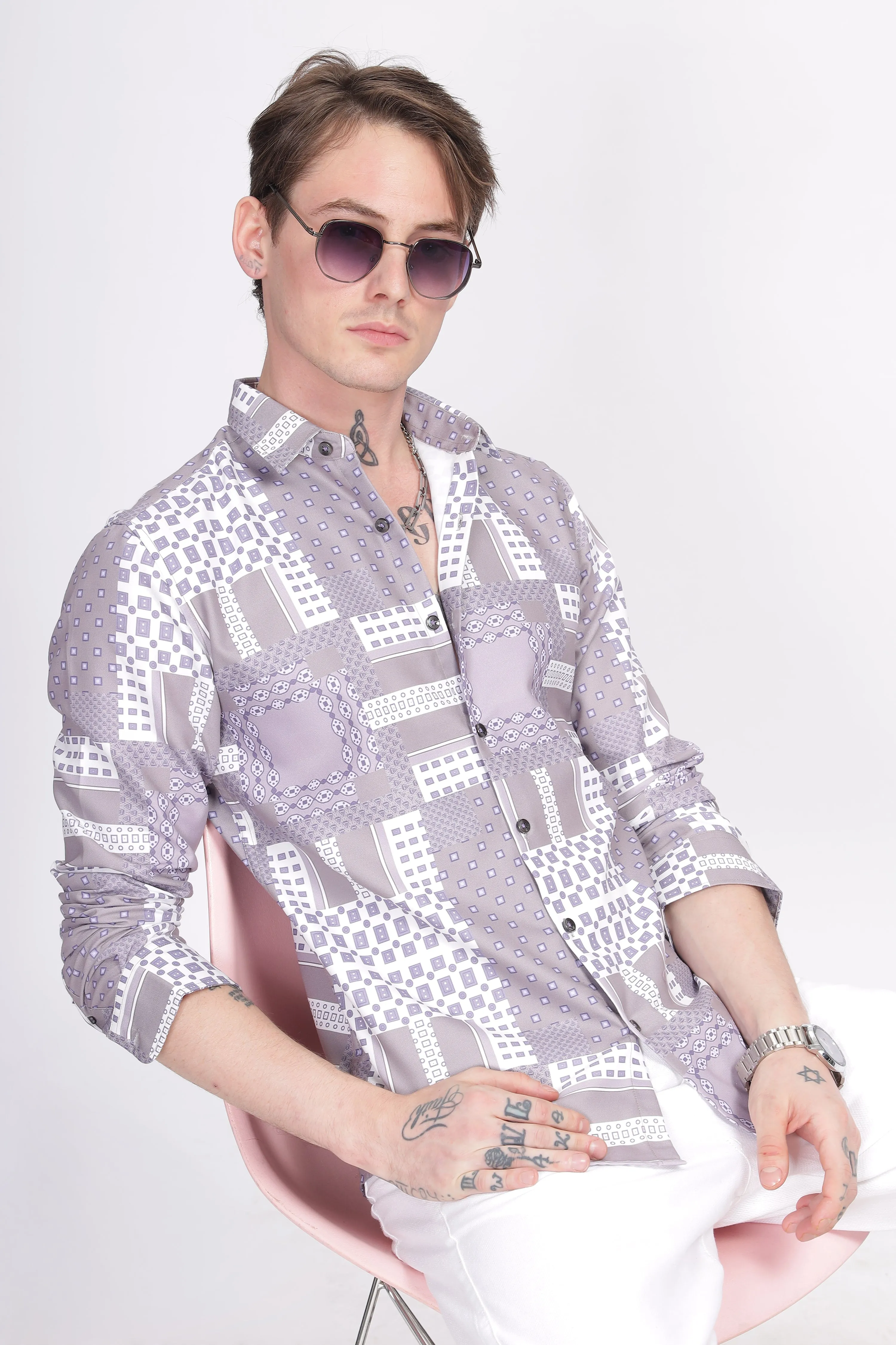 Bloom Printed  Lilac Shirt