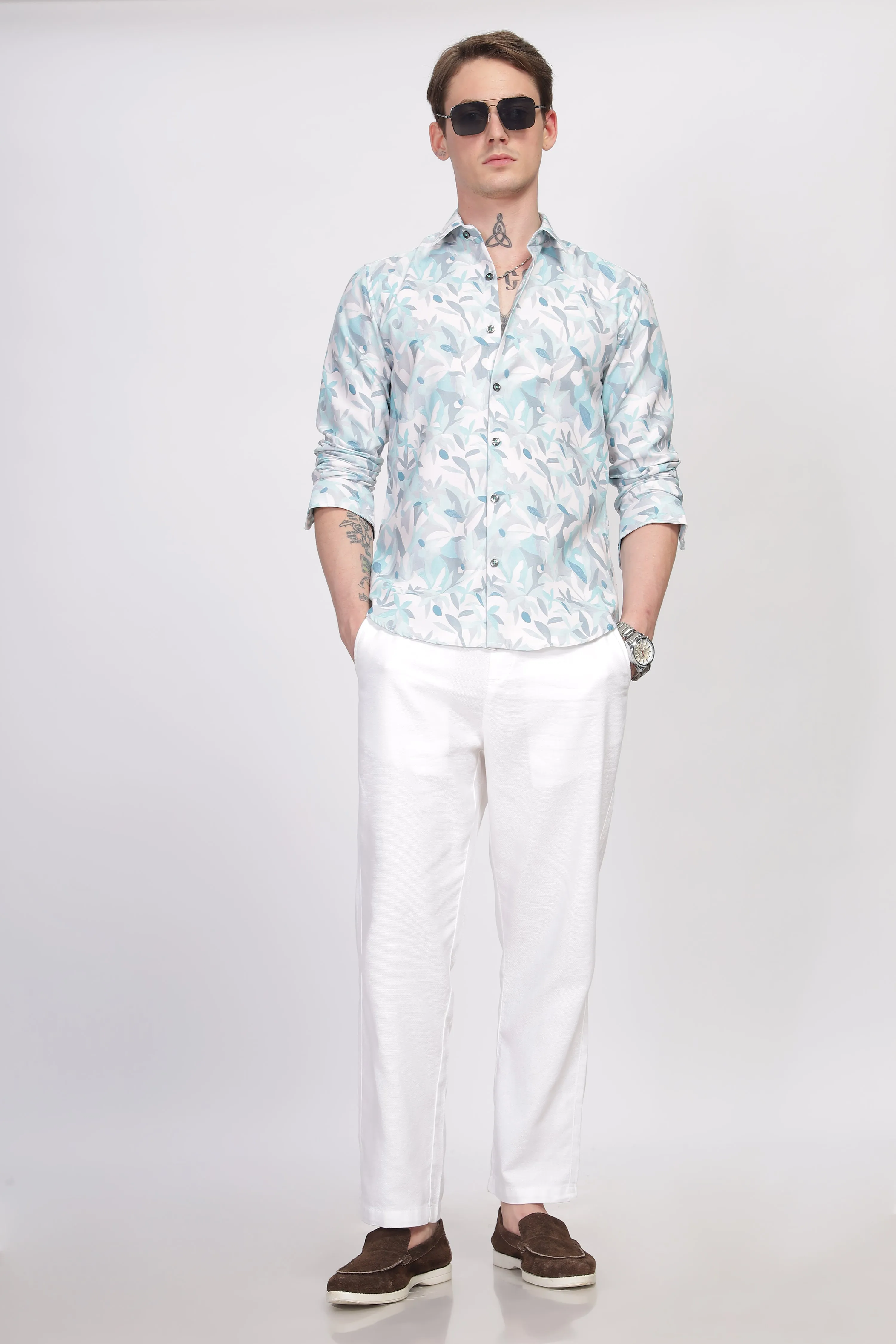 Bloom Sky Blue Printed Shirt