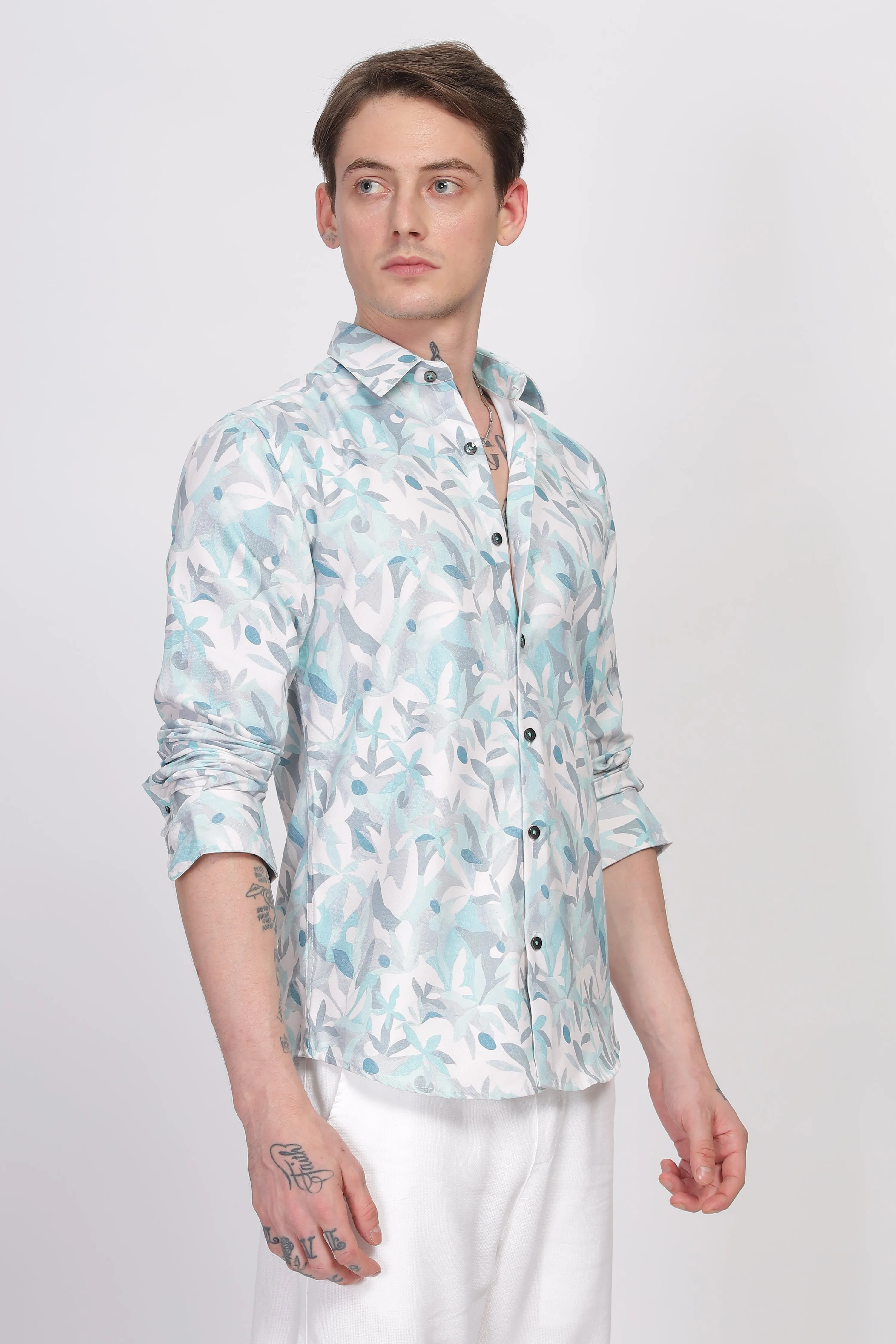 Bloom Sky Blue Printed Shirt