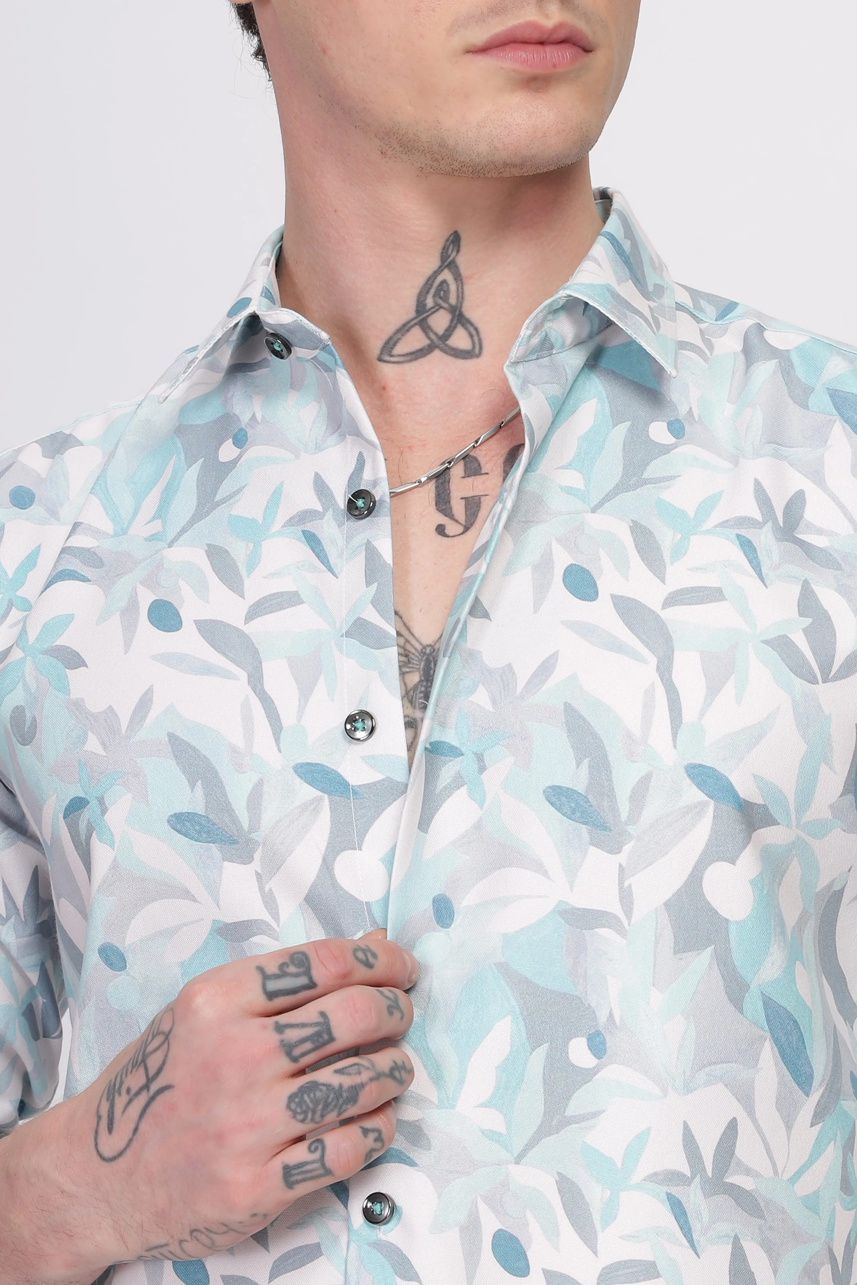 Bloom Sky Blue Printed Shirt