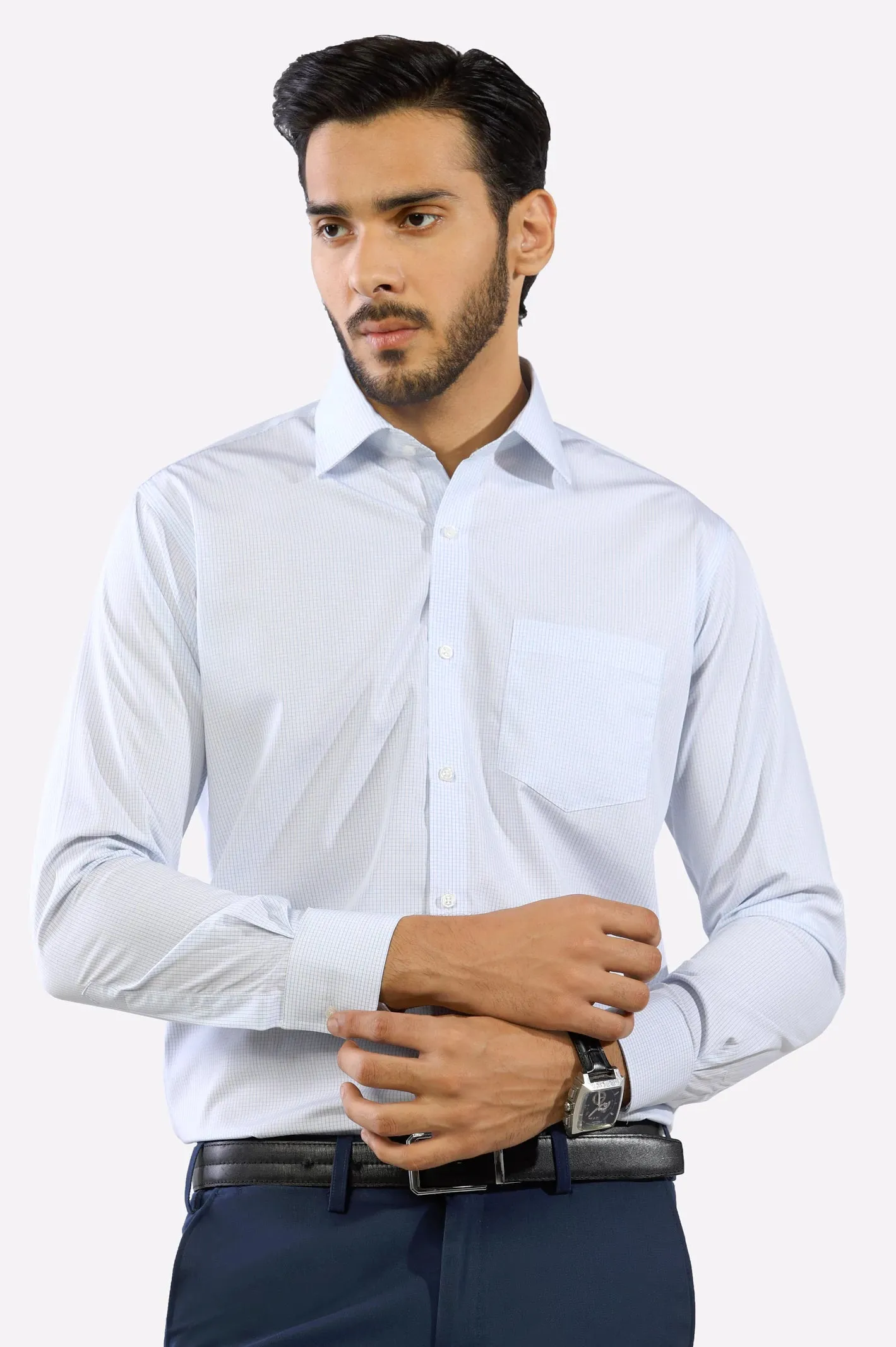 Blue Graph Check Formal Shirt