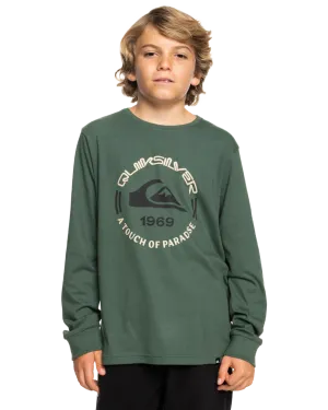 Boys Circle Logo Long Sleeve T-Shirt in Forest