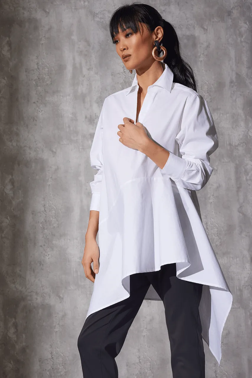 Cotton Poplin Asymmetrical Flounce Shirt