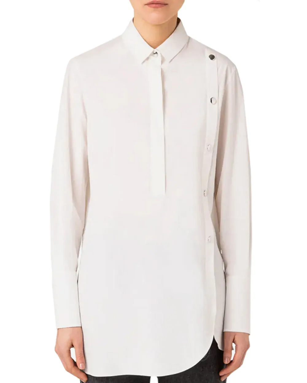 Cream Cotton Poplin Statement Button Shirt