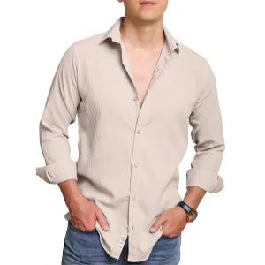 Crushed Self Stripe Light Cream Shirt