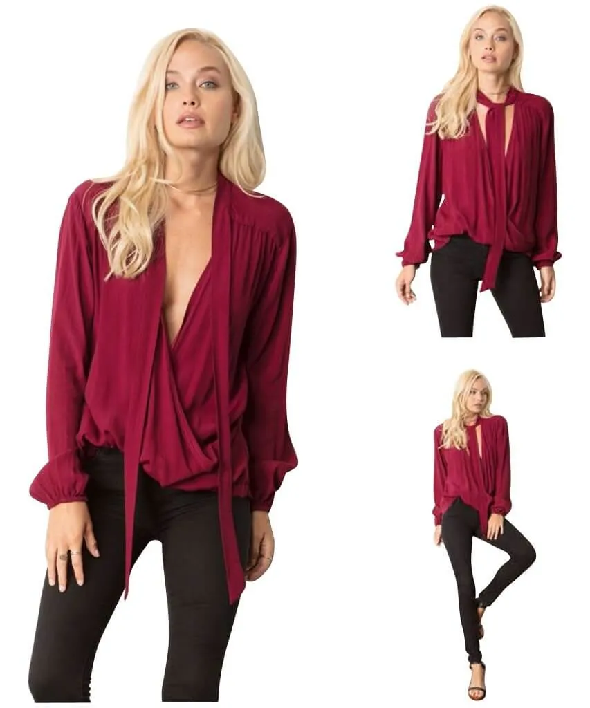 Deep V Tie Front Top