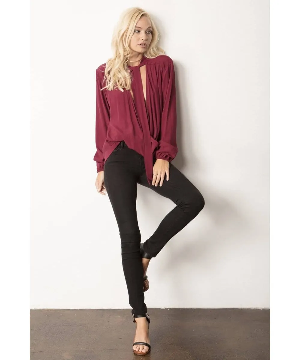 Deep V Tie Front Top