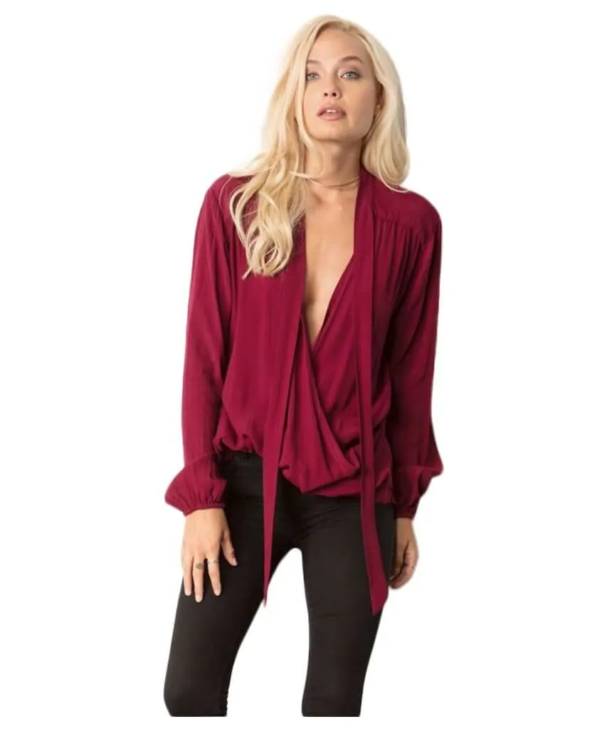 Deep V Tie Front Top