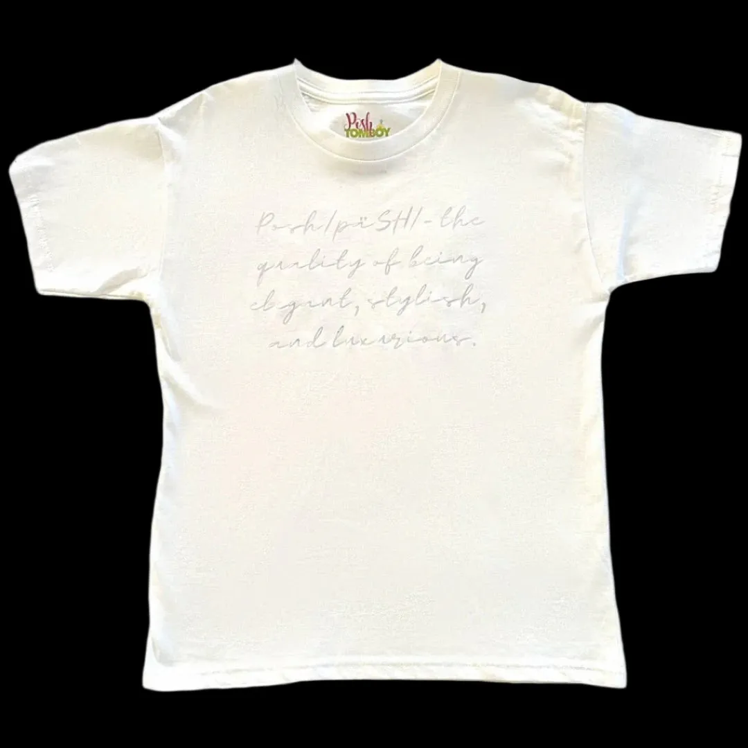 Definition of Posh White Statement T-shirt - Iridescent