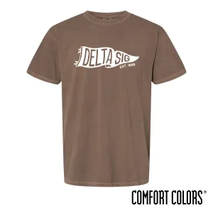 Delta Sig Comfort Colors Brown Pennant Short Sleeve Tee