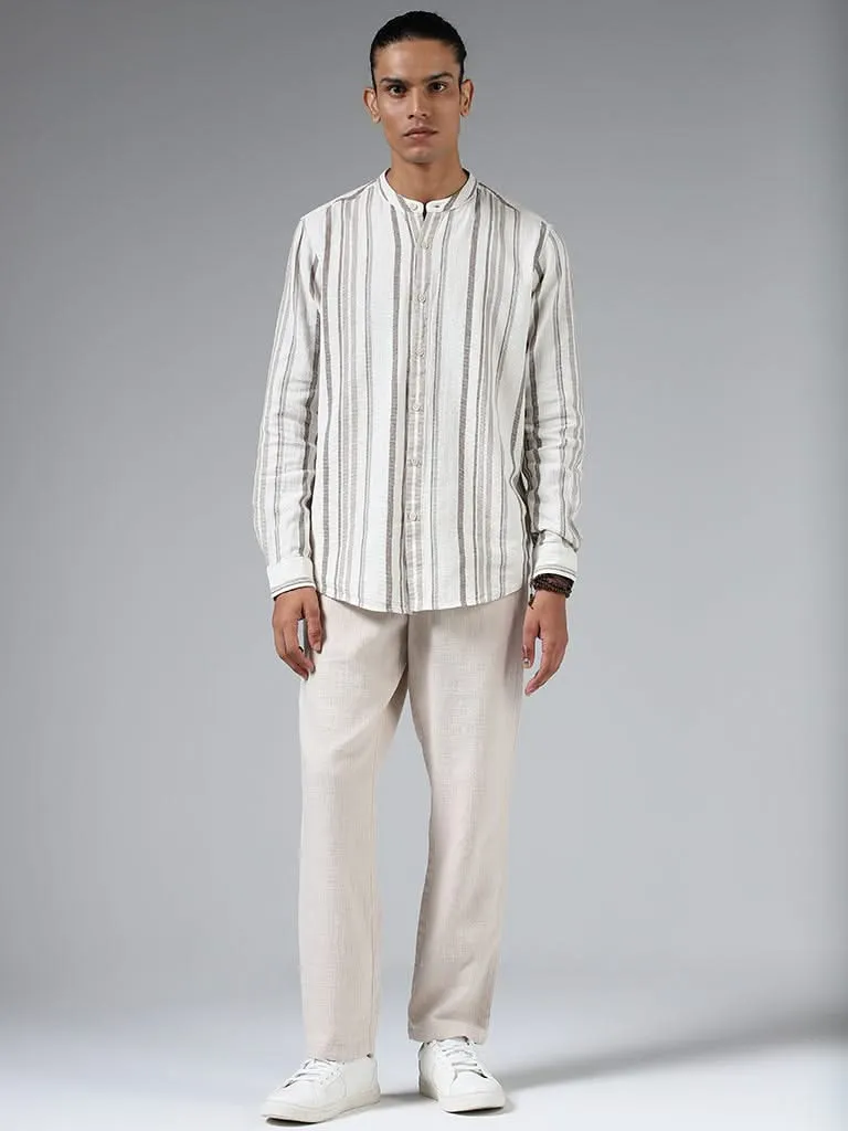 ETA Off White Striped Cotton Resort-Fit Shirt