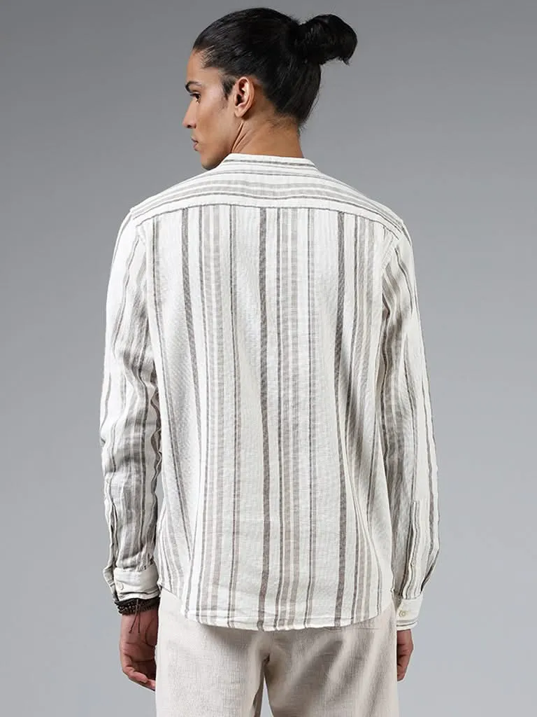 ETA Off White Striped Cotton Resort-Fit Shirt