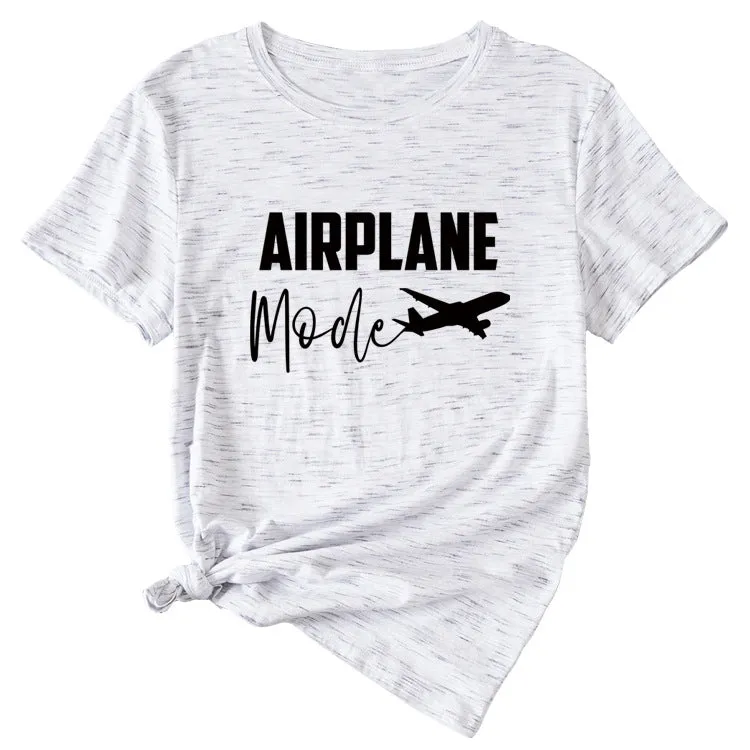 Fashion Women's Airplane Woman Casual Short Sleeves