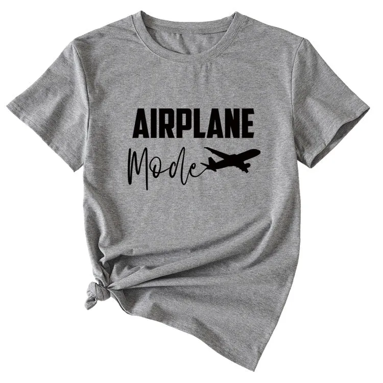 Fashion Women's Airplane Woman Casual Short Sleeves