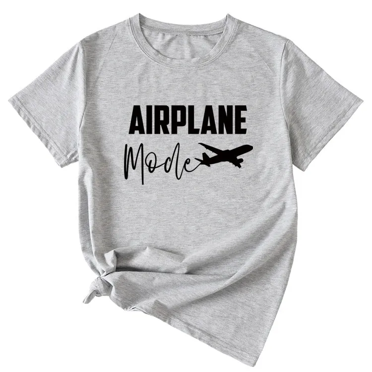 Fashion Women's Airplane Woman Casual Short Sleeves