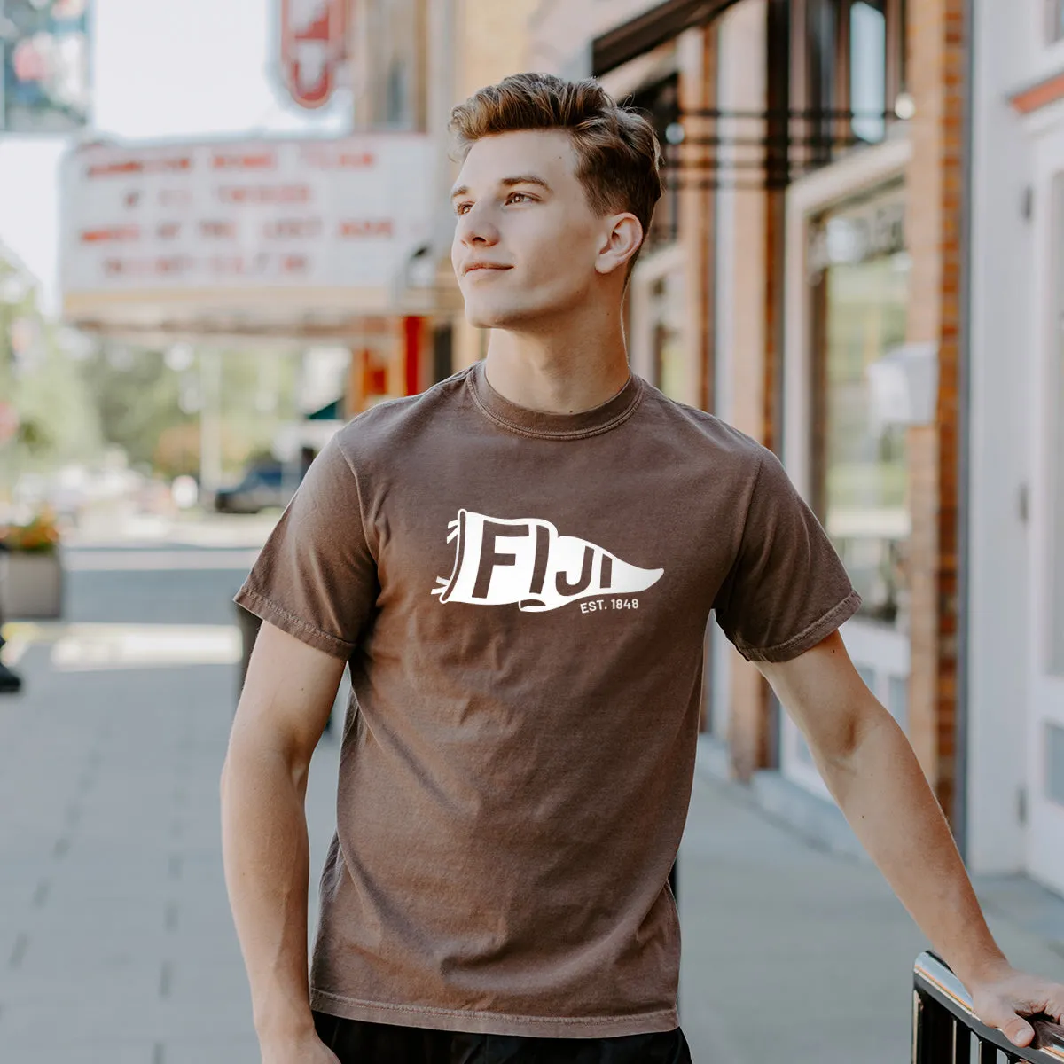 FIJI Comfort Colors Brown Pennant Short Sleeve Tee