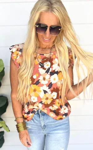 Floral Sleeveless Top w/ Ruffle Sleeves | FINAL SALE