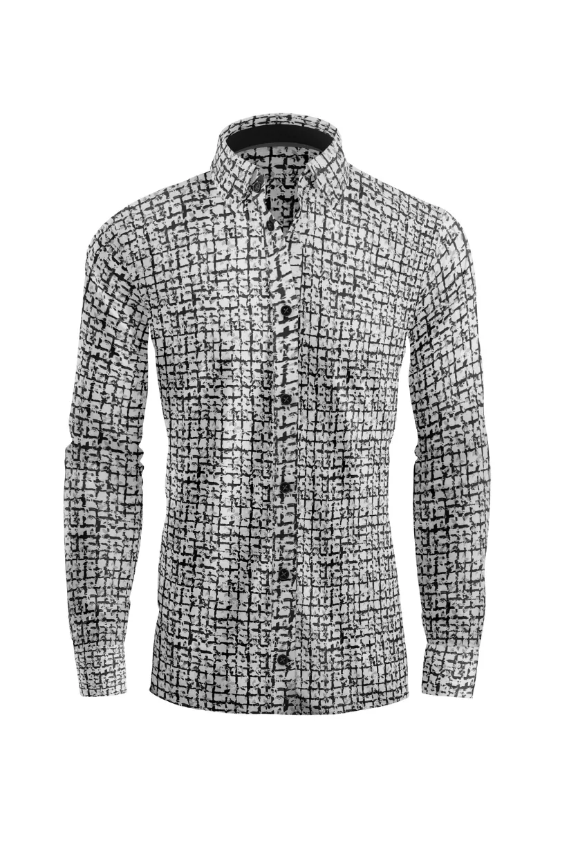 Geometric Symphony Button-Down casual Shirt