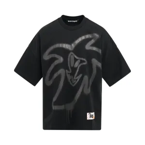 Graffiti Print Oversized T-Shirt in Black