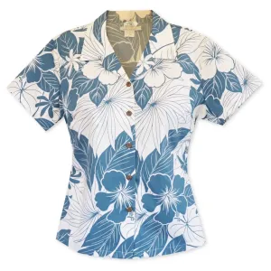 Haven Blue Lady's Hawaiian Cotton Blouse