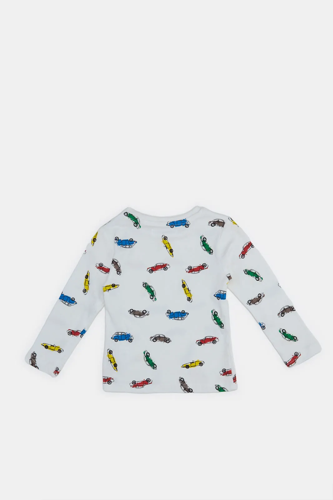 Infant Boys White Cars Print T-Shirt