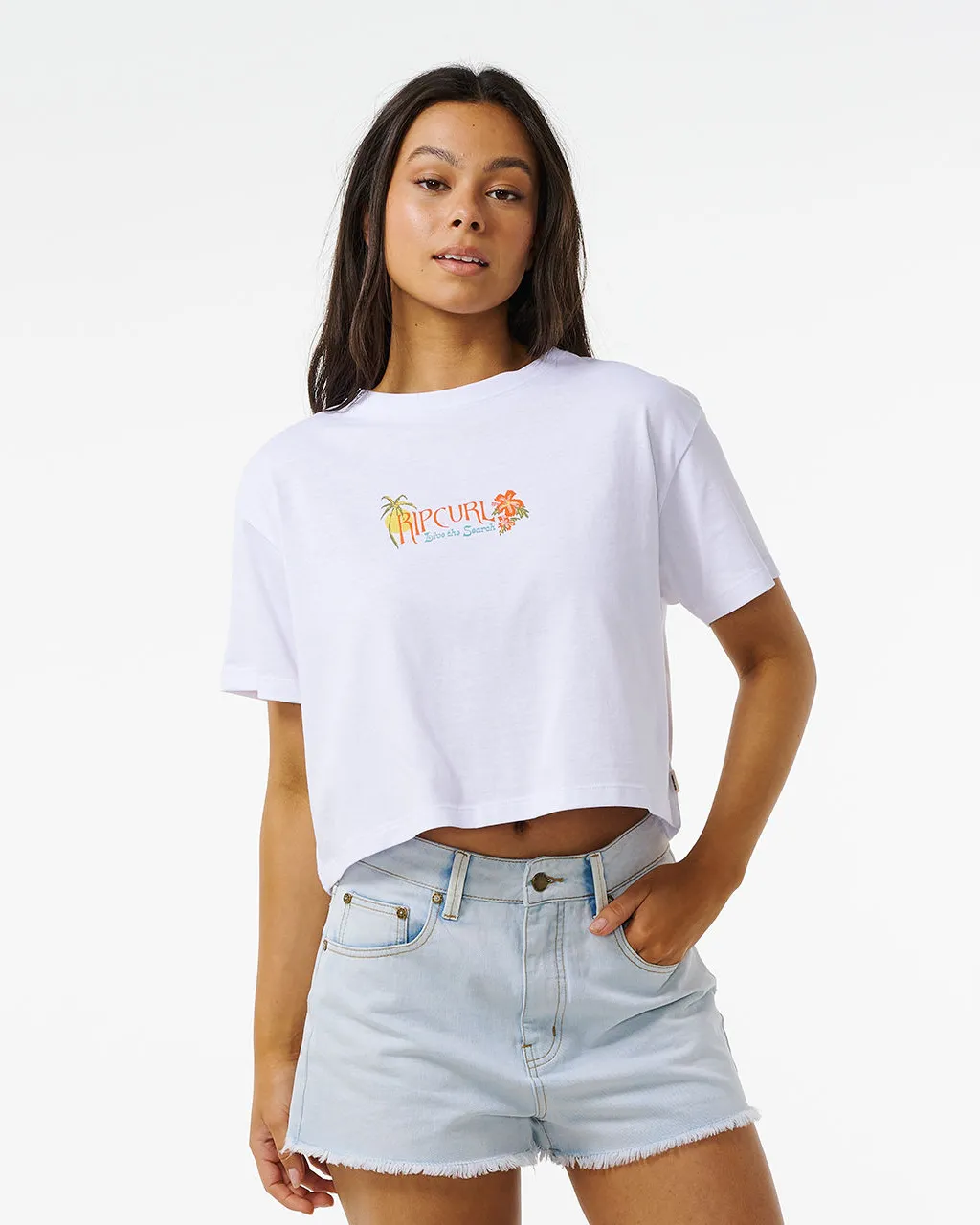 Island Crop T-Shirt in White