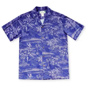 Island Hop Purple Hawaiian Rayon Shirt