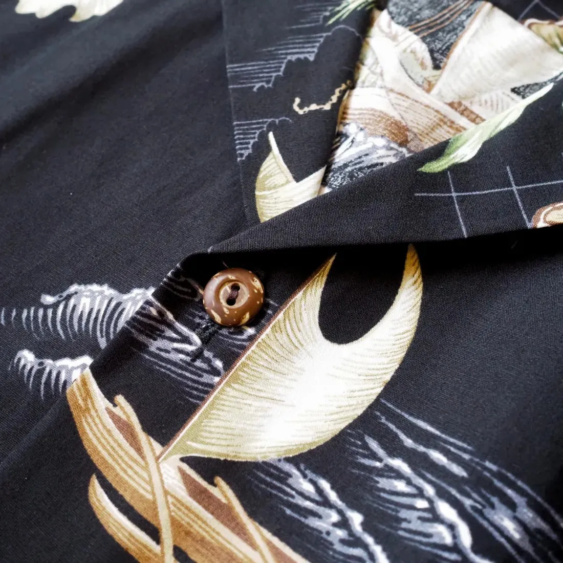 Island Voyage Black Hawaiian Cotton Shirt