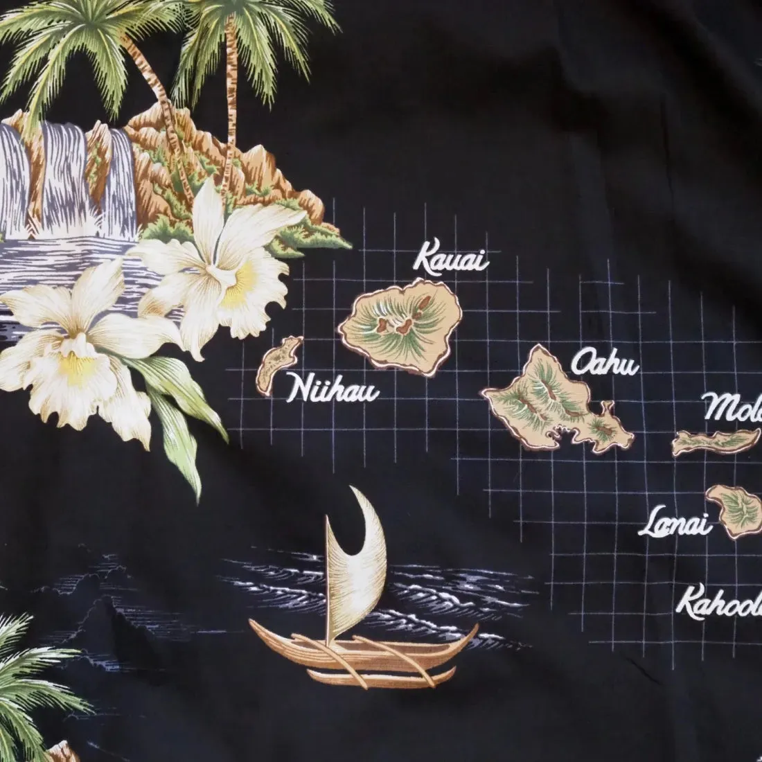 Island Voyage Black Hawaiian Cotton Shirt