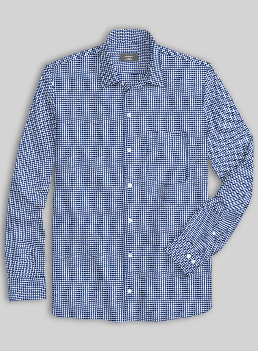 Italian Royal Blue Houndstooth Shirt