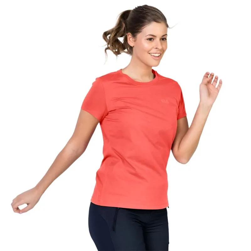 Jack Wolfskin Tech Tee Womens - Coral Pink