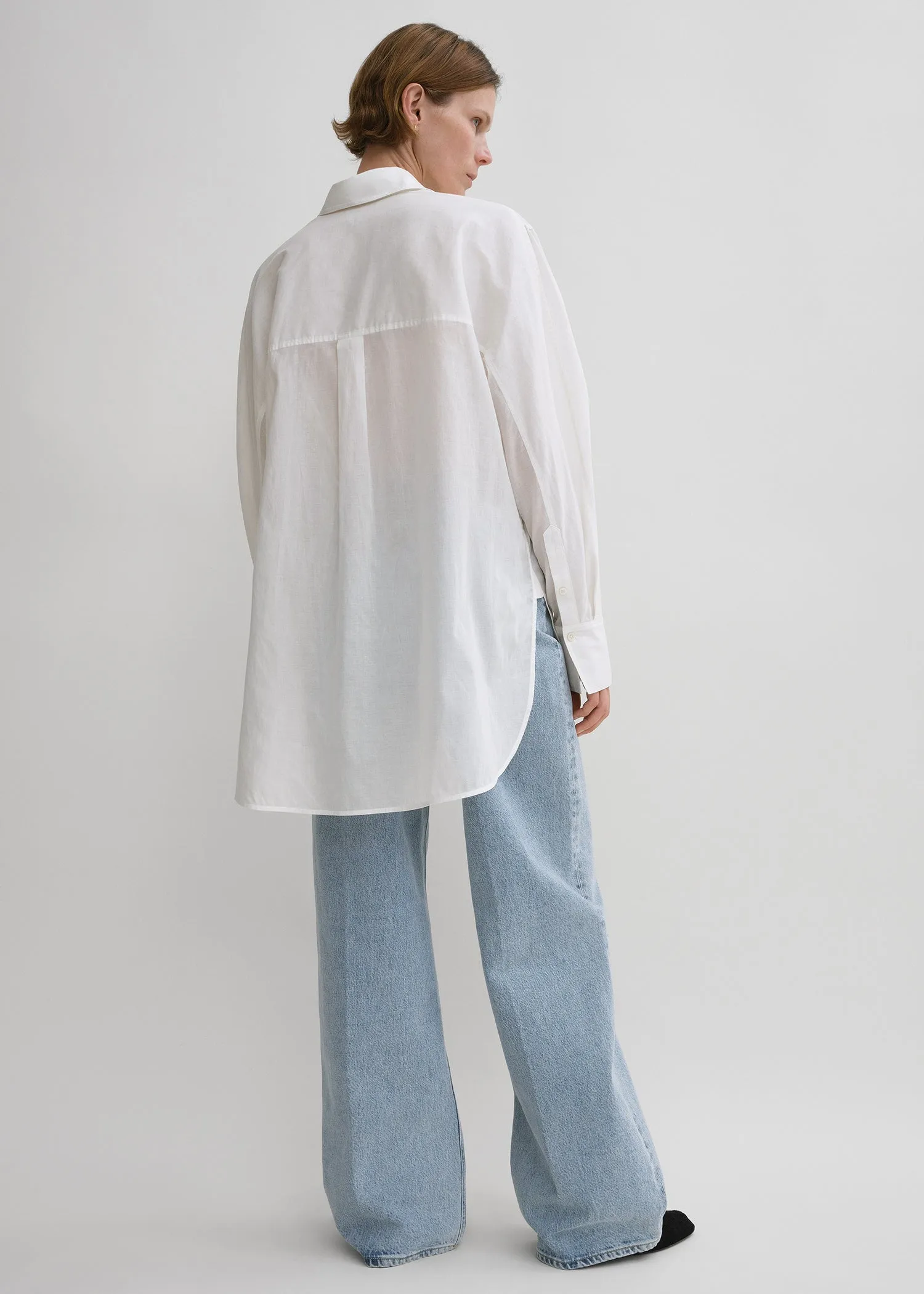 Kimono-sleeve cotton shirt white