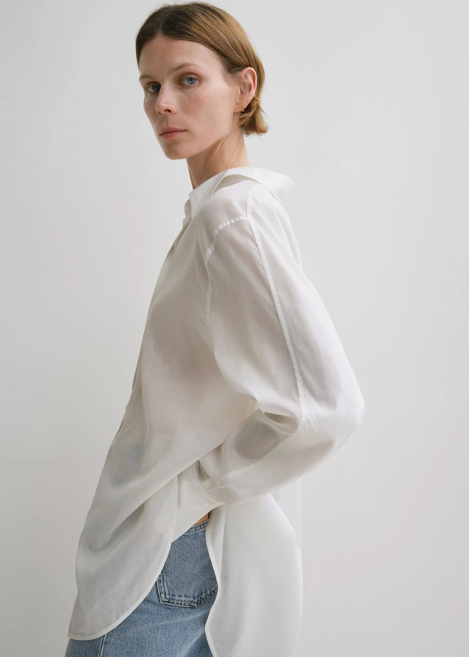 Kimono-sleeve cotton shirt white