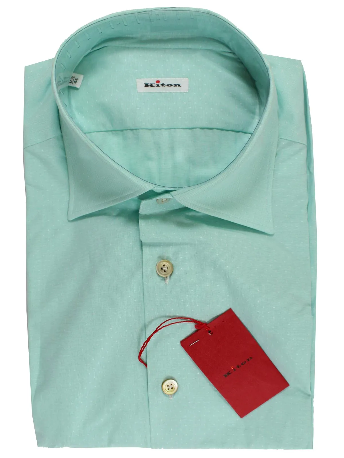 Kiton Short Sleeve Shirt Mint Green 40 - 15 3/4 REDUCED SALE