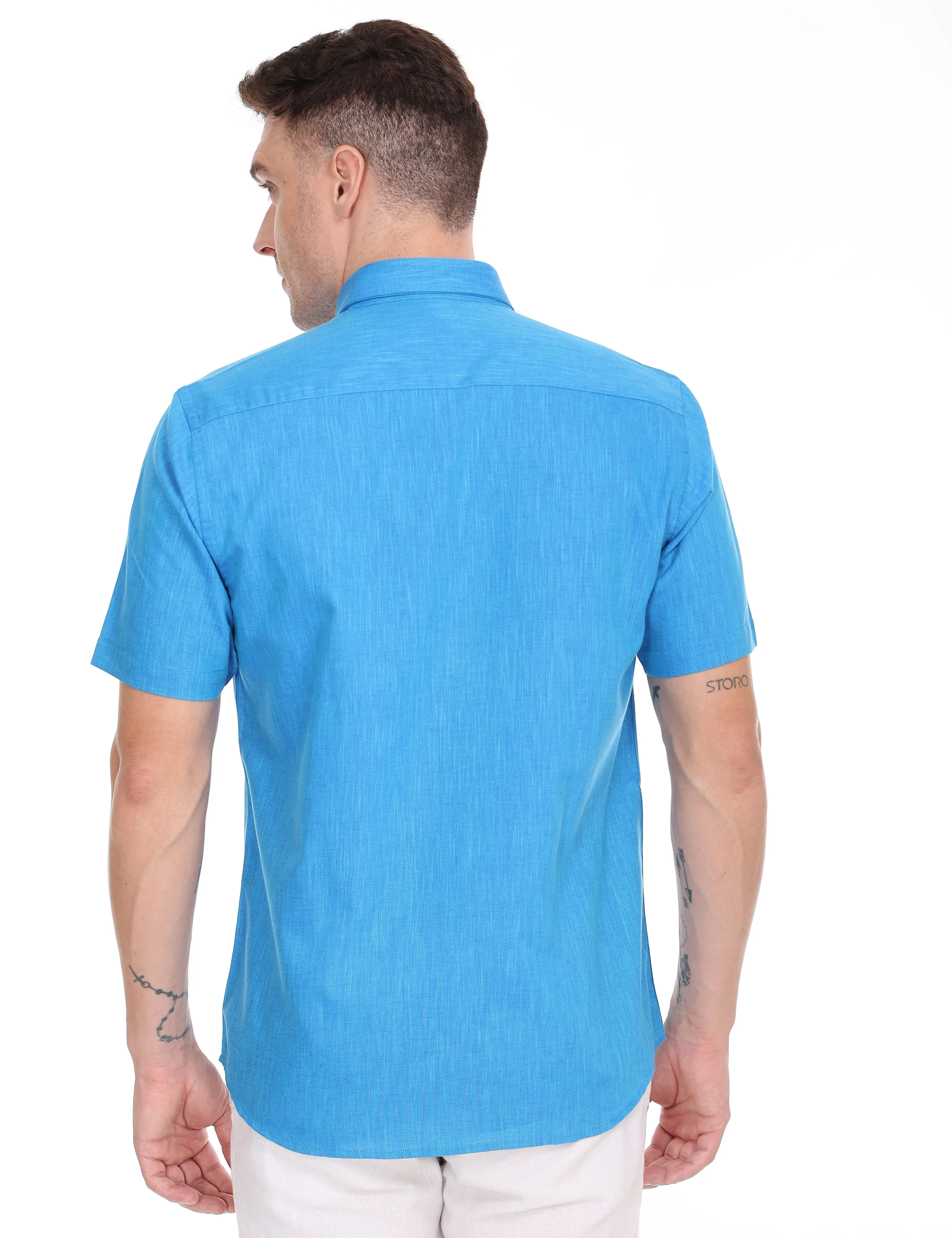 Linseed Cotton Colour Shirt Half Sleeve - 17006