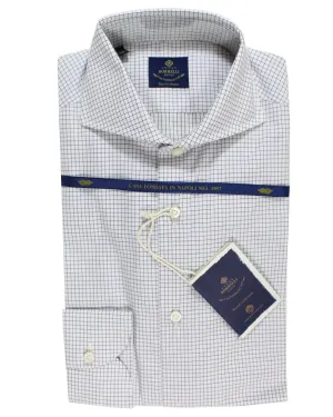 Luigi Borrelli Dress Shirt White Navy Graph Check - Royal Collection 38 - 15