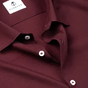 Maroon Color Lining Texture Lycra Cotton Shirt For Men