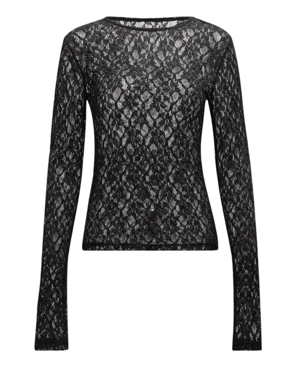 Mesh Lace Crewneck - Black