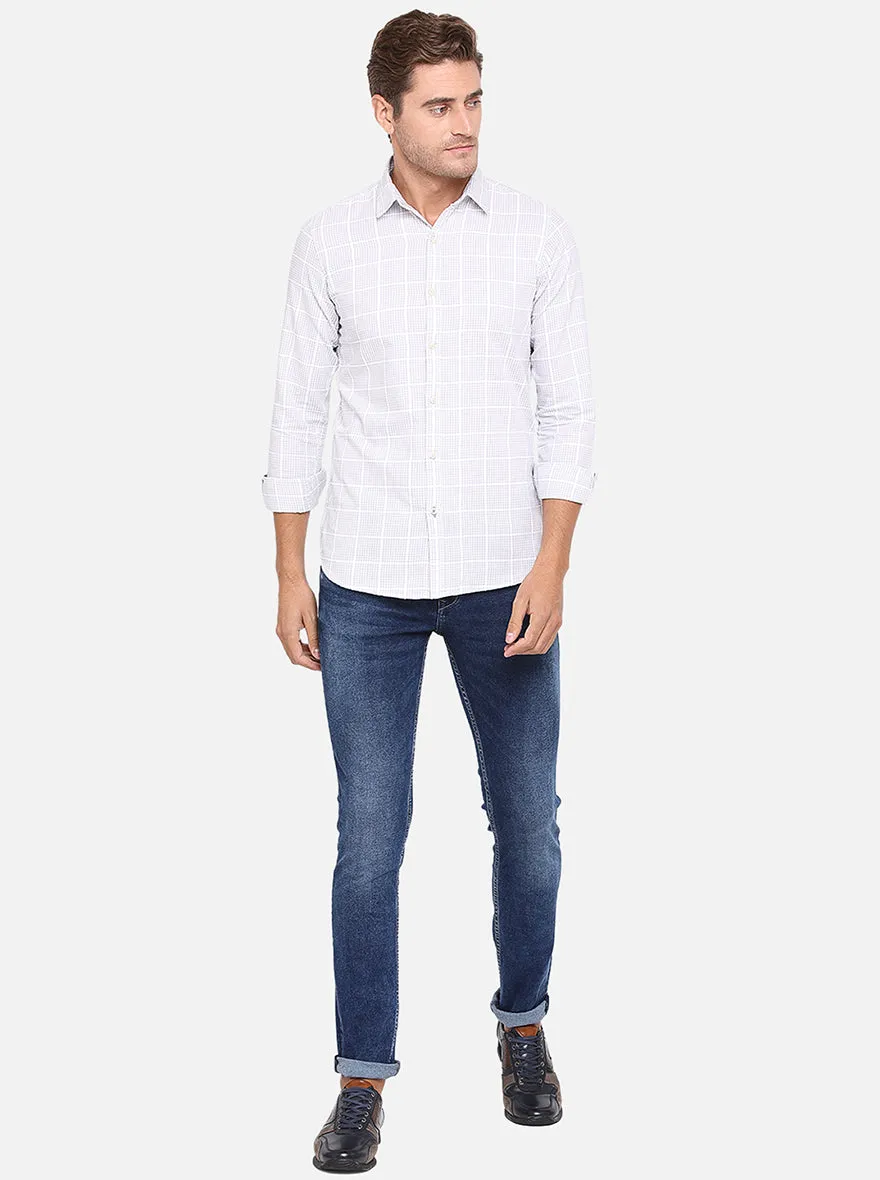 Mountain Mist Checked Slim Fit Casual Shirt | JadeBlue