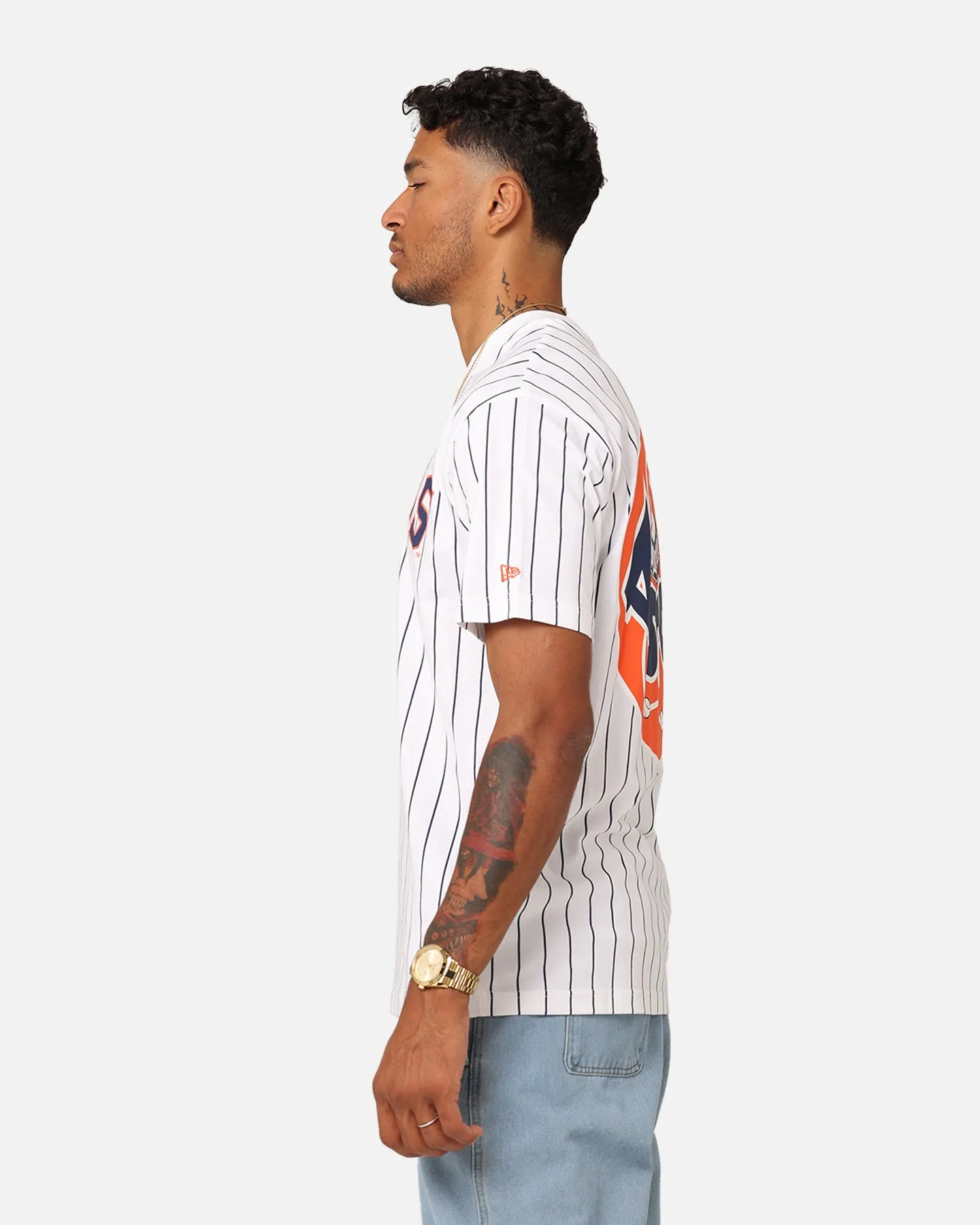 New Era Houston Astros Oversized T-Shirt White Pinstripe